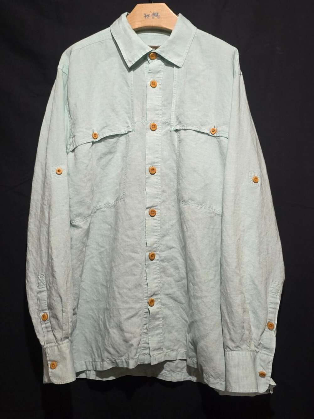 J.L. Powell Men's Vented Linen Blend LS BF Outdoor Bush Fishing Shirt L.Blue  L*